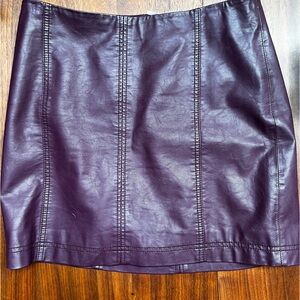 Free People plum faux leather mini skirt